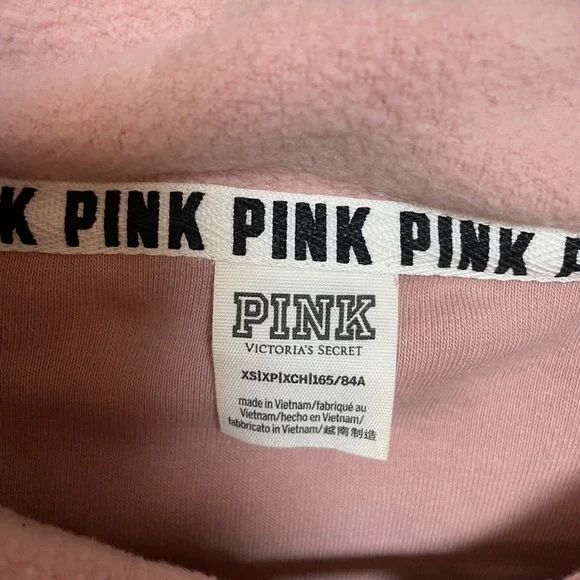 NWOT Victoria Secret’s PINK Pink Quarter Zip Fleece Jacket, Size xs - Picture 3 of 3